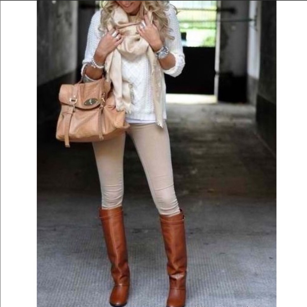 New High Waist Leggings BEIGE OR BLACK - OS - Picture 1 of 1